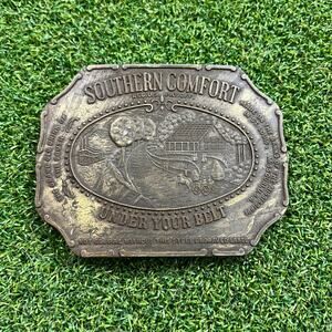Vintage Southern Comfort Heavy Brass Belt Buckle